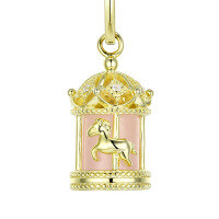 wholesale S925 Sterling Silver Year of the Horse Carousel Necklace for Women, High-End Versatile Style, Gift for Girlfriend's Birthday-Wooden Horse Necklace 40+5cm 925 Silver