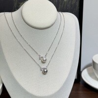 wholesale S925 Sterling Silver Balance Beam Full Diamond Pearl Pendant Necklace, Light Luxury Niche Design, Elegant and Versatile Shell Pearl Collarbone Chain-White Pearl 925 Silver