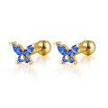 wholesale 925 Sterling Silver Butterfly Ear Studs Ins Style Colorful Zircon Earrings Piercing Screw Earrings for Women Cross-Border Wholesale-0-9