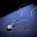 Sterling Silver 1-Carat Moissanite Four-Prong Square Pendant Necklace-0-0