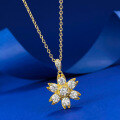 wholesale S925 silver-plated gold daisy pendant necklace, a stylish and versatile piece, supports dropshipping on Xiaohongshu-0-1