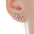 wholesale S925 Sterling Silver Micro-Paved Zircon Leaf Ear Clips, Delicate and Fresh, Sweet and Lovely, Luxuriously Exquisite with a Premium Feel-0-0