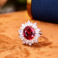 wholesale S925 Sterling Silver, Lab-Created Ruby, Red Corundum, High-Carbon Zirconia-Red No. 6