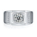 wholesale S925 Sterling Silver Simulated Diamond Men's Wide Band Moissanite Ring, Bold Moissanite Ring, Factory Direct Supply-0-0