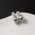 wholesale S925 sterling silver lightweight luxury ins-style crystal-embedded pearl earrings with a design sense for women M05124-0-3