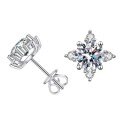 S925 Sterling Silver D Color Moissanite Stud Earrings, Four-Prong Eight-Pointed Star-0-3