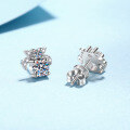 wholesale S925 Sterling Silver Moissanite Bull Head Stud Earrings for Women, Fashionable and Versatile for Commuting Without Losing Style, Perfect Holiday Gift for Friends-0-2