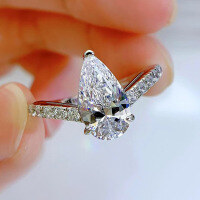 wholesale Silver Wedding Ring for Women, 7*13 Teardrop Pear-Shaped High Carbon Diamond, Simulation Diamond Ring, Late-Tongue-Inspired Style-White>No. 9