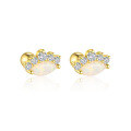 wholesale S925 Sterling Silver Opal Zircon Star Moon Round Ear Studs for Women, Wholesale-0-21