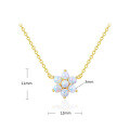 wholesale 925 Silver Japanese Cute Flower Composite Opal Necklace, White Opal Gemstone Versatile Jewelry-0-4