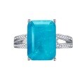 wholesale S925 Silver New Style 10*14 Rectangular Paraiba Color Ring for Women,ins-0-4