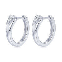 Sterling Silver French Luxury Hollow-Out Drop Pear-Cut Moissanite Earrings-Teardrop Solo Diamond Earrings [0.3 Carat Moissanite] - White Gold  925 Silver