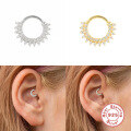 wholesale S925 Sterling Silver Double Row Diamond-Studded Single Cartilage Hoop Earring, Creative INS Nose Ring-0-2