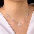 wholesale 925 Sterling Silver Five Triangular Stones in a Row Necklace for Women, Minimalist Collarbone Chain, Independent Site Best-Seller-0-3