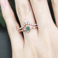 wholesale S925 sterling silver small designer-stacked natural moss agate gemstone ring, fade-resistant-0-2