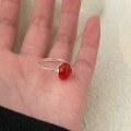 wholesale S925 Sterling Silver Red Agate Inlaid Ring for Women, Elegant and Fashionable Design, Sense of Premium, New Collection-0-1