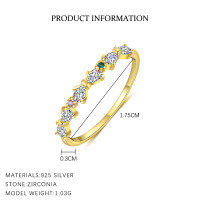 wholesale S925 Sterling Silver Colored Zircon Star Moon Ring, French-style, Niche, Exquisite, Sweet Flower Jewelry For Cross-border Wholesale-K2061-Gold 7