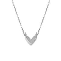 wholesale S925 Sterling Silver 0127 Korean Version Ins Small and Unique Design Minimalist Elegant Versatile Glossy Heart-shaped Textured Pendant Necklace for Women-Platinum 925 silver