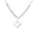 wholesale S925 Sterling Silver Textured Shimmer Bead Interlocking Bouncing Heart Necklace, Korean Style Sweet and Exquisite Pendant-0-4