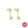 wholesale S925 Sterling Silver with Advanced Inlaid Diamond Opal Australian Gemstone Love Ear Studs, Korean Style Small and Unique Design-0-5