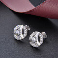 wholesale S925 silver zirconia stud earrings in minimalist style, Korean and Japanese version, small round fresh design-0-2