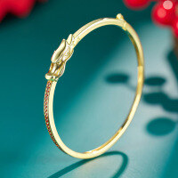 wholesale 925 Silver New Chinese Style Bangle Gift for Women, Beauty Bracelet, Little Red Book High-End Dragon Year Bangle Wholesale-Ring (US size 7)  925 silver