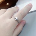 wholesale S925 Sterling Silver Minimalist Smiley Chain Personalized Women's Ring Niche Design Open Adjustable Ring Gift for Best Friend-0-3