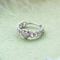 wholesale Sterling Silver Dulli Jewelry Small and Exquisite Heart-shaped Lucky Letter Braided 3D Love Ins Style Ring-0-2