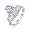 wholesale 18k Gold Plated S925 Silver Classic 1-Carat Round Moissanite Crown New Style Women's Ring-0-3