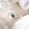 wholesale S925 Silver Lab-Grown Sugarloaf Emerald 8*8mm with Diamond Halo, Fashionable and Popular Ring-0-3
