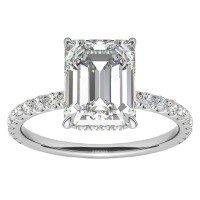 wholesale 925 Silver 4 Carat 8*10 Emerald Cut Full Moissanite Ring for TikTok Cross-Border Foreign Trade Hot Sellers-Platinum US size 7