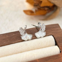 wholesale 999 Silver Ginkgo Leaf Earrings for Women, Small and Fresh, Fashionable and Versatile, Elegant and Exquisite, Suitable for Healing Ear Piercings-Sterling silver