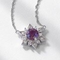 wholesale S925 silver new fashion trendy snowflake pendant necklace with lab-grown alexandrite cross-border supply-0-1