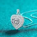 S925 Silver Moissanite Necklace with Heart Pendant, Sweet and Elegant for Daily Wear-0-0