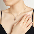 925 Sterling Silver Moissanite Cross Geometric Pendant Necklace for Women-0-2