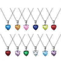 wholesale S925 Sterling Silver Cloud-Pull Twelve Birthstone Zodiac Constellation Heart Zircon Necklace, Cross-Border Hot Seller Manufacturer-June: Light to blue