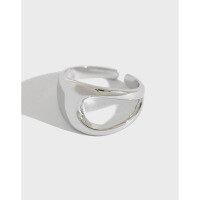 wholesale S925 Sterling Silver ARKorean Version Hollow-Out Minimalist Ins Ring for Women-Platinum [No. 14/Adjustable] Opening adjustable
