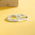 wholesale 925 Sterling Silver Textured Imprint Couple Rings, Minimalist Niche Design, 520 Birthday Gift for Girlfriend-0-5