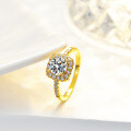 14K Gold Plated S925 Silver Ring with 1ct 65mm Moissanite-0-2