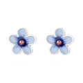 wholesale S925 Sterling Silver New Drop Glue Blue Small Flower Earrings, Exquisitely Dainty and Ethereal, Palace-Style Earrings for Women-0-4