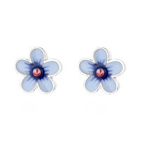wholesale S925 Sterling Silver New Drop Glue Blue Small Flower Earrings, Exquisitely Dainty and Ethereal, Palace-Style Earrings for Women-141FR/1.9g 925 silver