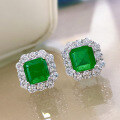 wholesale Metal material first, Mu Jing Jewelry new emerald retro square stud earrings, INS hot-selling ear accessories for distribution-0-1