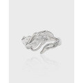 wholesale S925 Sterling Silver JT788 Original Design Cold Style Asymmetrical Wing Feather Open Ring for Women-0-0