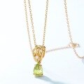 wholesale S925 silver gold-plated Japanese-style peridot teardrop vintage hollow-out pendant choker necklace wholesale-0-2
