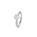 wholesale Sterling Silver Classic Six-Claw Moissanite Ring for Women with Free Engraving, 1 Carat Moissanite Micro-Paved Engagement Proposal Ring-0-4