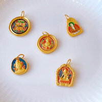 wholesale Sterling Silver Gold Plated Enamel Dunhuang Deer King Pendant DIY Bracelet Necklace Pure Silver Accessories Yellow Jambhala and Palden Lhamo-A colorful deer