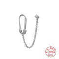 wholesale S925 Sterling Silver INS Style Irregular Pin Four-Prong Diamond Accent Chain Tassel Earrings-0-4