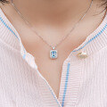wholesale Classic and sophisticated 18k gold 147ct 5A aquamarine necklace pendant custom-made-0-3