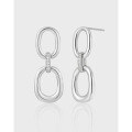 wholesale S925 Sterling Silver 018290 Niche Minimalist Geometric Glossy Double Hoop Diamond-Inlaid Earrings for Women-0-0