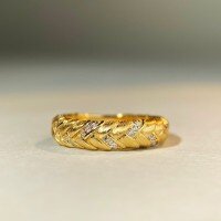 wholesale 925 Sterling Silver Ring Wheat Ear Handmade Wire Drawing Ring for Women, Little Red Book Popular Style, Minimalist and Versatile, Plated with 18K Gold-Gold-CBJZ533 8